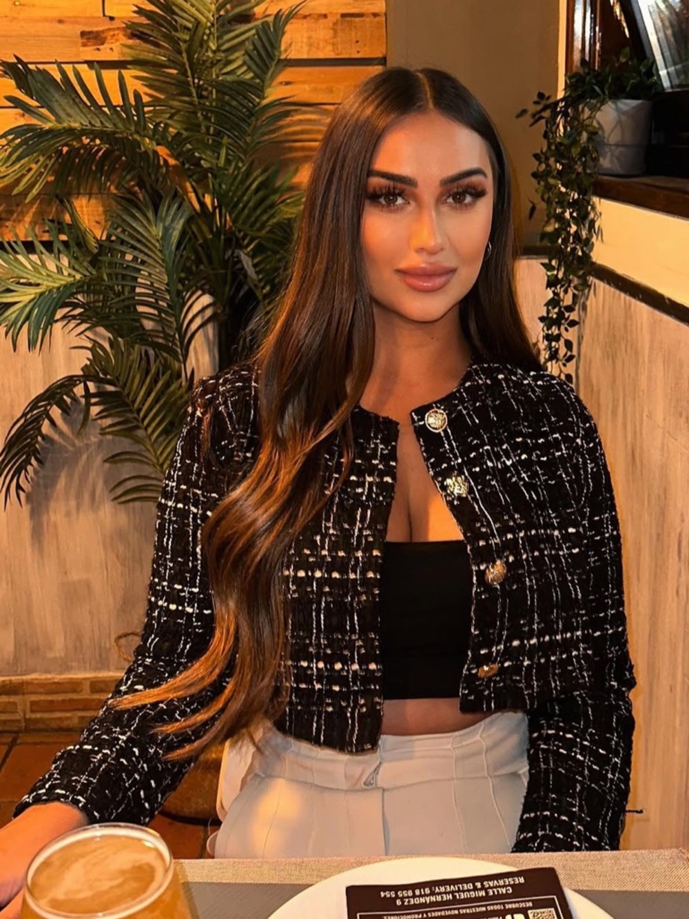 Zara Black & White Tweed Cropped Jacket